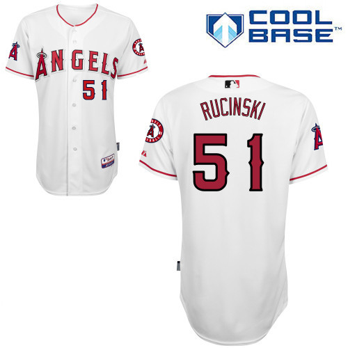 #51 Drew Rucinski White MLB Jersey-Los Angeles Angels Of Anaheim Stitched Cool Base Baseball Jersey