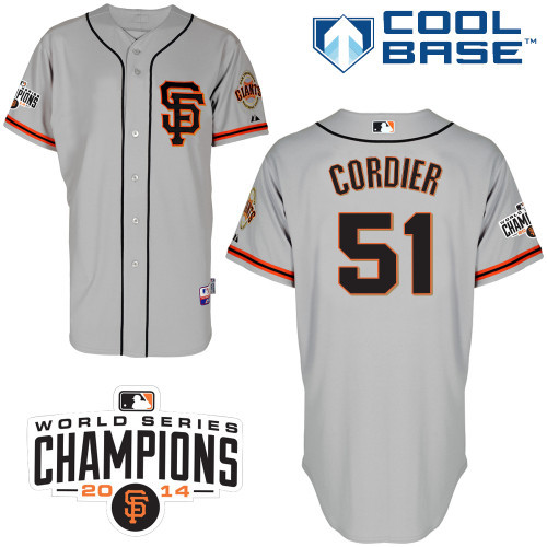 #51 Erik Cordier Gray SF MLB Jersey-San Francisco Giants Stitched Cool Base Baseball Jersey