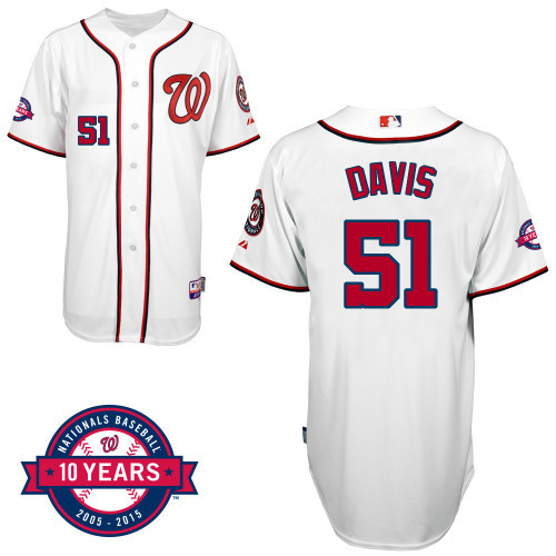 #51 Erik Davis White MLB Jersey-Washington Nationals Stitched Cool Base Baseball Jersey