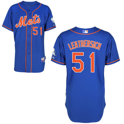 #51 Jack Leathersich Blue MLB Jersey-New York Mets Stitched Cool Base Baseball Jersey