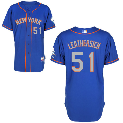 #51 Jack Leathersich Light Blue MLB Jersey-New York Mets Stitched Cool Base Baseball Jersey