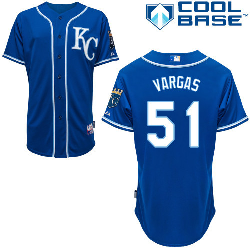 #51 Jason Vargas Blue MLB Jersey-Kansas City Royals Stitched Cool Base Baseball Jersey