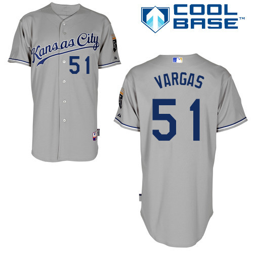 #51 Jason Vargas Gray MLB Jersey-Kansas City Royals Stitched Cool Base Baseball Jersey
