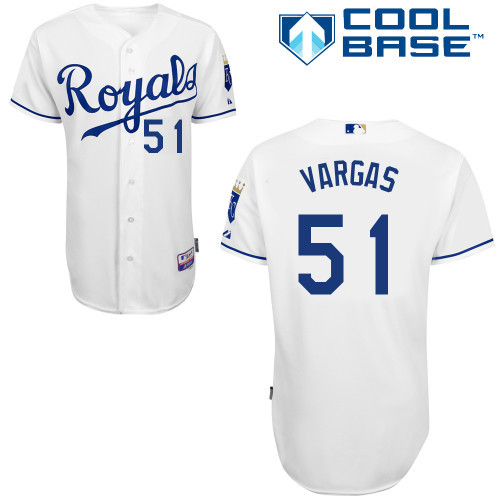 #51 Jason Vargas White MLB Jersey-Kansas City Royals Stitched Cool Base Baseball Jersey