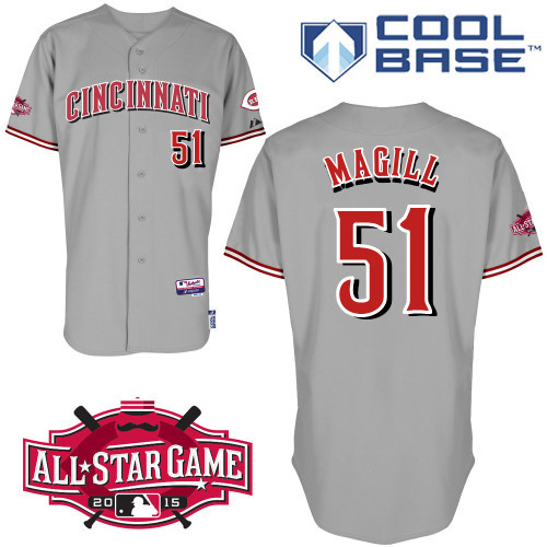 #51 Matt Magill Gray MLB Jersey-Cincinnati Reds Stitched Cool Base Baseball Jersey