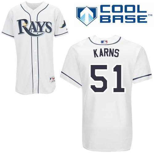 #51 Nate Karns White MLB Jersey-Tampa Bay Rays Stitched Cool Base Baseball Jersey