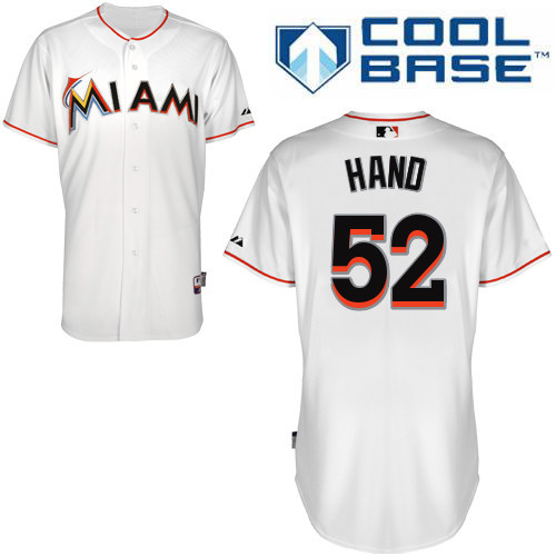 #52 Brad Hand White MLB Jersey-Miami Marlins Stitched Cool Base Baseball Jersey