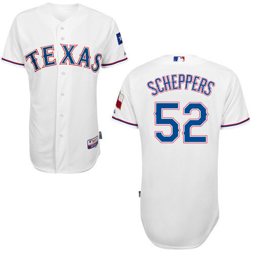 #52 Tanner Scheppers White MLB Jersey-Texas Rangers Stitched Cool Base Baseball Jersey