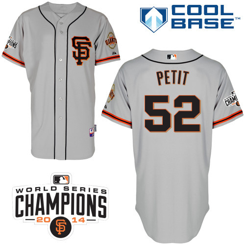 #52 Yusmeiro Petit Gray SF MLB Jersey-San Francisco Giants Stitched Cool Base Baseball Jersey