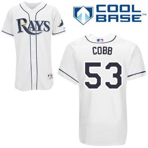#53 Alex Cobb White MLB Jersey-Tampa Bay Rays Stitched Cool Base Baseball Jersey