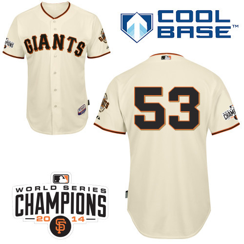 #53 Chris Heston Cream MLB Jersey-San Francisco Giants Stitched Cool Base Baseball Jersey