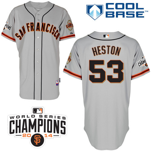 #53 Chris Heston Gray MLB Jersey-San Francisco Giants Stitched Cool Base Baseball Jersey