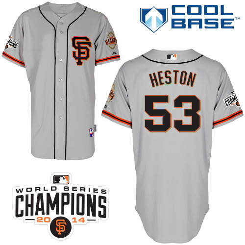 #53 Chris Heston Gray SF MLB Jersey-San Francisco Giants Stitched Cool Base Baseball Jersey
