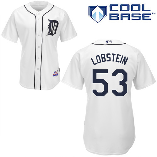#53 Kyle Lobstein White MLB Jersey-Detroit Tigers Stitched Cool Base Baseball Jersey