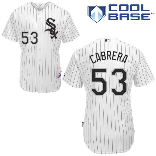 #53 Melky Cabrera White Pinstripe MLB Jersey-Chicago White Sox Stitched Cool Base Baseball Jersey