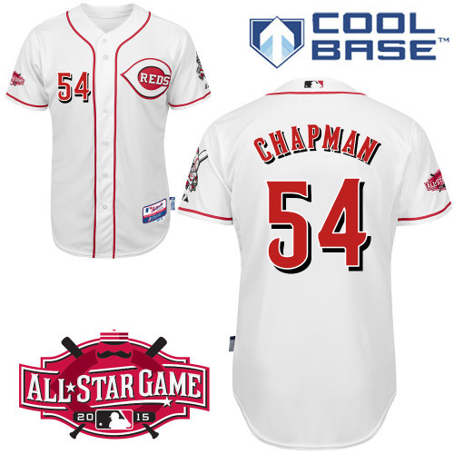 #54 Aroldis Chapman White MLB Jersey-Cincinnati Reds Stitched Cool Base Baseball Jersey
