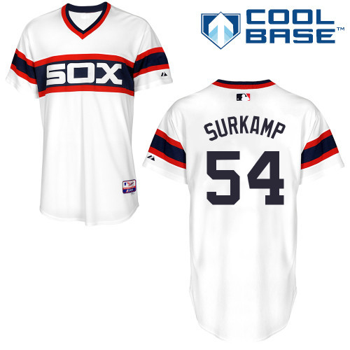 #54 Eric Surkamp White MLB Jersey-Chicago White Sox Stitched Cool Base Baseball Jersey