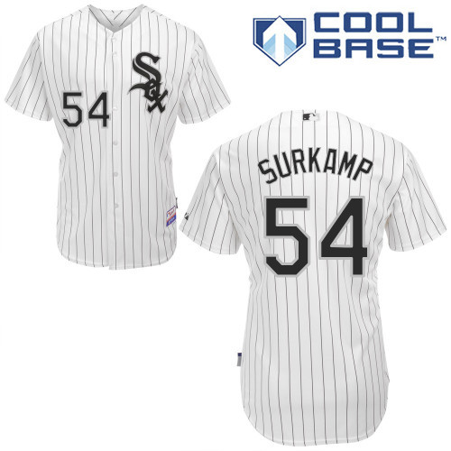 #54 Eric Surkamp White Pinstripe MLB Jersey-Chicago White Sox Stitched Cool Base Baseball Jersey
