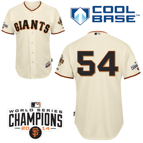 #54 Sergio Romo Cream MLB Jersey-San Francisco Giants Stitched Cool Base Baseball Jersey