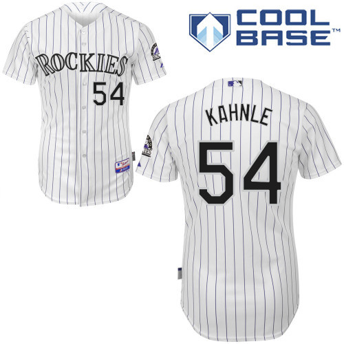 #54 Tommy Kahnle White Pinstripe MLB Jersey-Colorado Rockies Stitched Cool Base Baseball Jersey