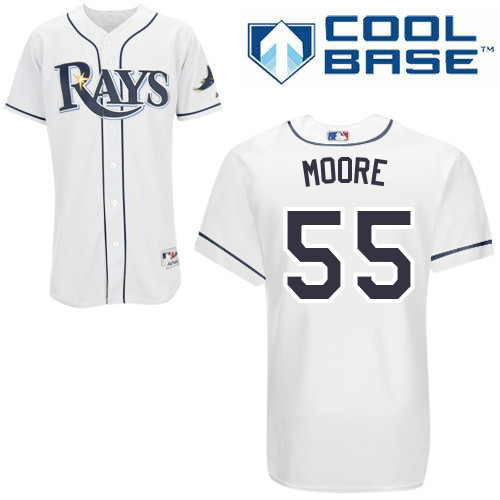 #55 Matt Moore White MLB Jersey-Tampa Bay Rays Stitched Cool Base Baseball Jersey