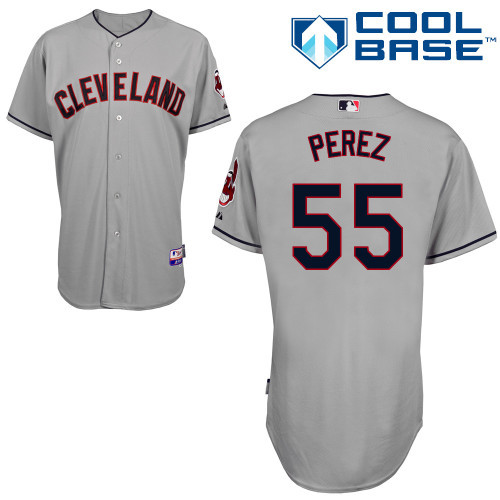 #55 Roberto Perez Gray MLB Jersey-Cleveland Indians Stitched Cool Base Baseball Jersey