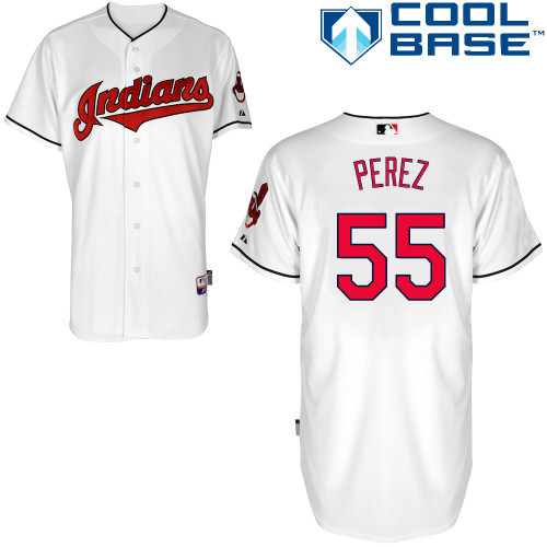 #55 Roberto Perez White MLB Jersey-Cleveland Indians Stitched Cool Base Baseball Jersey