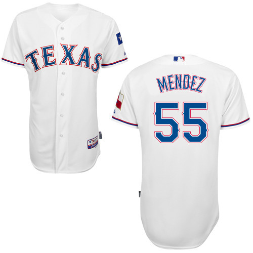 #55 Roman Mendez White MLB Jersey-Texas Rangers Stitched Cool Base Baseball Jersey