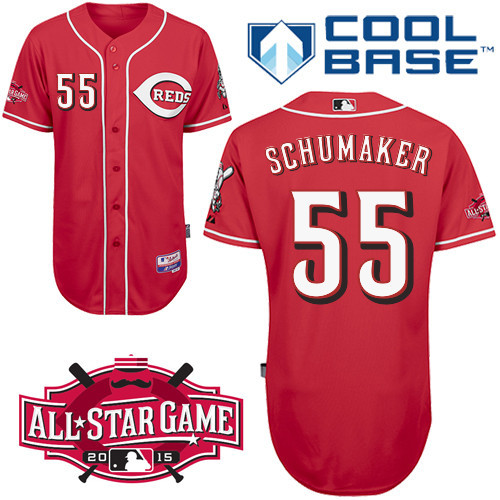 #55 Skip Schumaker Red MLB Jersey-Cincinnati Reds Stitched Cool Base Baseball Jersey