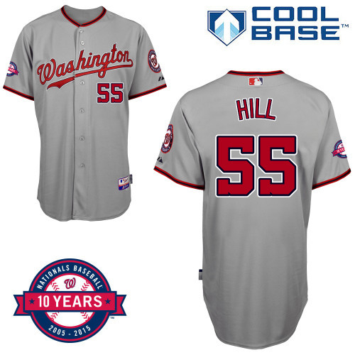 #55 Taylor Hill Gray MLB Jersey-Washington Nationals Stitched Cool Base Baseball Jersey