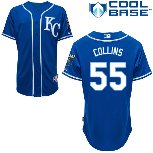 #55 Tim Collons Blue MLB Jersey-Kansas City Royals Stitched Cool Base Baseball Jersey