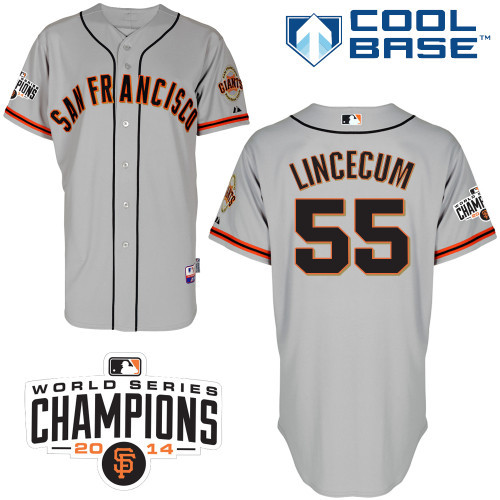 #55 Tim Lincecum Gray MLB Jersey-San Francisco Giants Stitched Cool Base Baseball Jersey