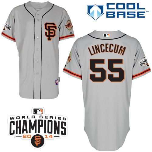 #55 Tim Lincecum Gray SF MLB Jersey-San Francisco Giants Stitched Cool Base Baseball Jersey