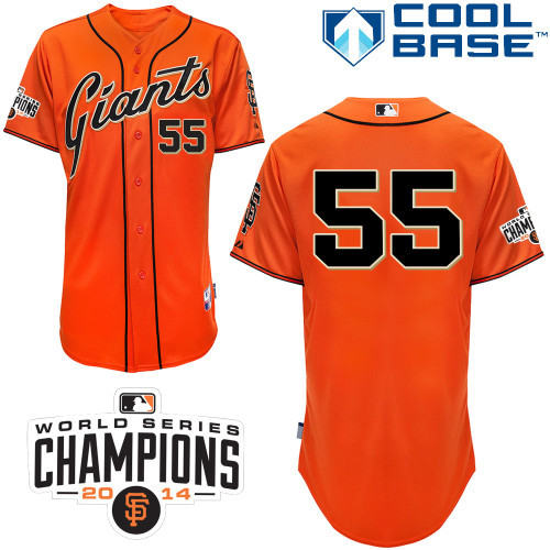#55 Tim Lincecum Orange MLB Jersey-San Francisco Giants Stitched Cool Base Baseball Jersey