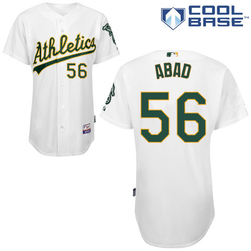 #56 Fernando Abad White MLB Jersey-Oakland Athletics Stitched Cool Base Baseball Jersey