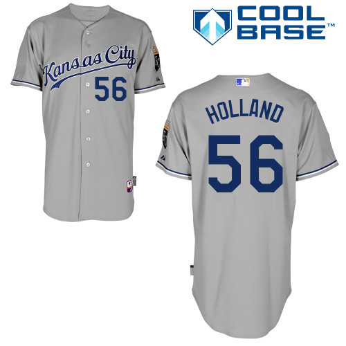 #56 Greg Holland Gray MLB Jersey-Kansas City Royals Stitched Cool Base Baseball Jersey