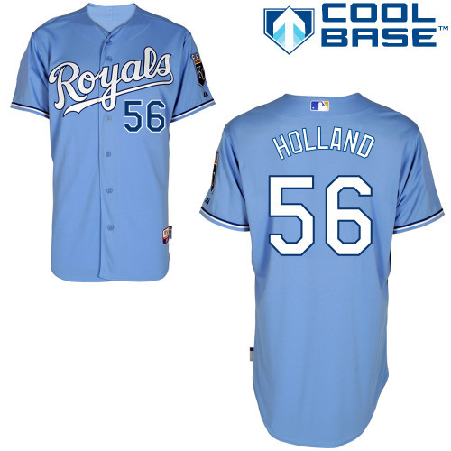 #56 Greg Holland Light Blue MLB Jersey-Kansas City Royals Stitched Cool Base Baseball Jersey