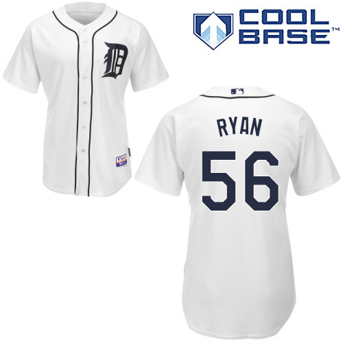 #56 Kyle Ryan White MLB Jersey-Detroit Tigers Stitched Cool Base Baseball Jersey