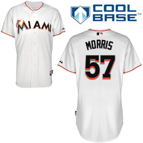 #57 Bryan Morris White MLB Jersey-Miami Marlins Stitched Cool Base Baseball Jersey
