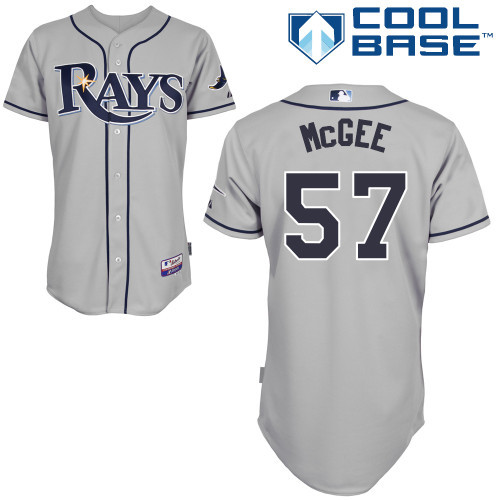 #57 Jake Mcgee Gray MLB Jersey-Tampa Bay Rays Stitched Cool Base Baseball Jersey