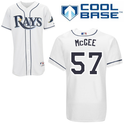 #57 Jake Mcgee White MLB Jersey-Tampa Bay Rays Stitched Cool Base Baseball Jersey