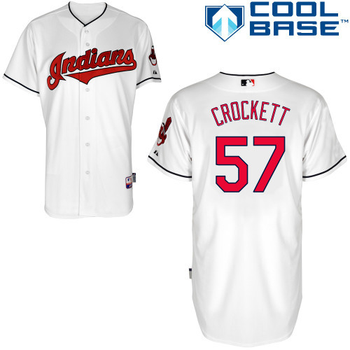 #57 Kyle Crockett White MLB Jersey-Cleveland Indians Stitched Cool Base Baseball Jersey