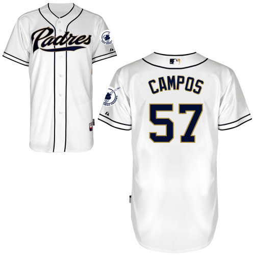 #57 Leonel Campos White MLB Jersey-San Diego Padres Stitched Cool Base Baseball Jersey