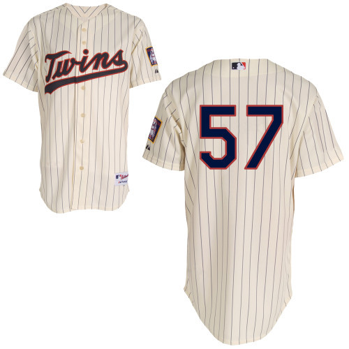 #57 Ryan Pressly Cream Pinstripe MLB Jersey-Minnesota Twins Stitched Player Baseball Jersey