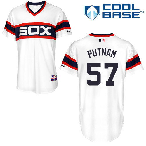 #57 Zach Putnam White MLB Jersey-Chicago White Sox Stitched Cool Base Baseball Jersey
