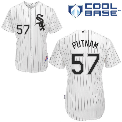 #57 Zach Putnam White Pinstripe MLB Jersey-Chicago White Sox Stitched Cool Base Baseball Jersey