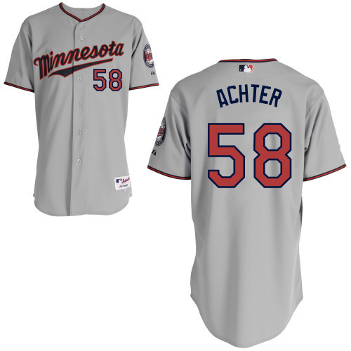 #58 AJ Achter Gray MLB Jersey-Minnesota Twins Stitched Player Baseball Jersey