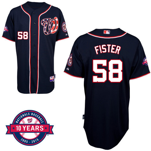 #58 Doug Fister Dark Blue MLB Jersey-Washington Nationals Stitched Cool Base Baseball Jersey