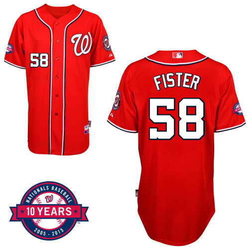 #58 Doug Fister Red MLB Jersey-Washington Nationals Stitched Cool Base Baseball Jersey