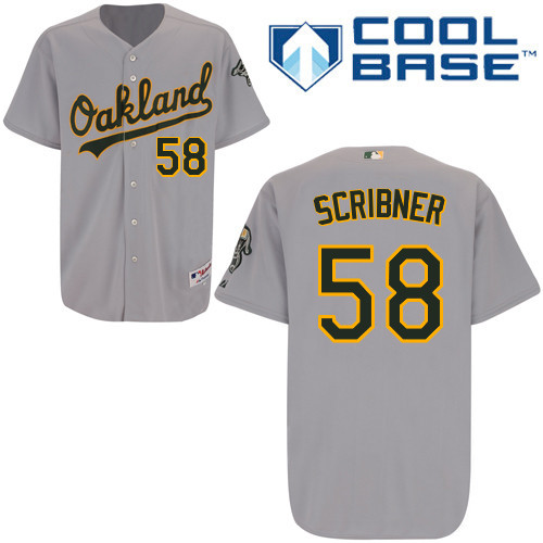 #58 Evan Scribner Gray MLB Jersey-Oakland Athletics Stitched Cool Base Baseball Jersey